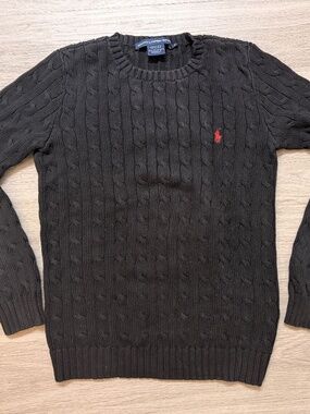 Polo Ralph Lauren | Women’s Medium | Cable Knit Sweater Cotton Crewneck | Black